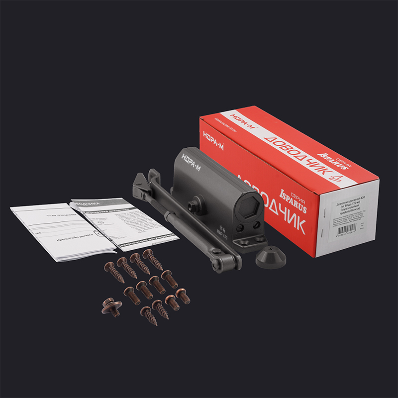 Комплектация и упаковка Доводчик дверной 430 ISPARUS цвет Графит Нора-М