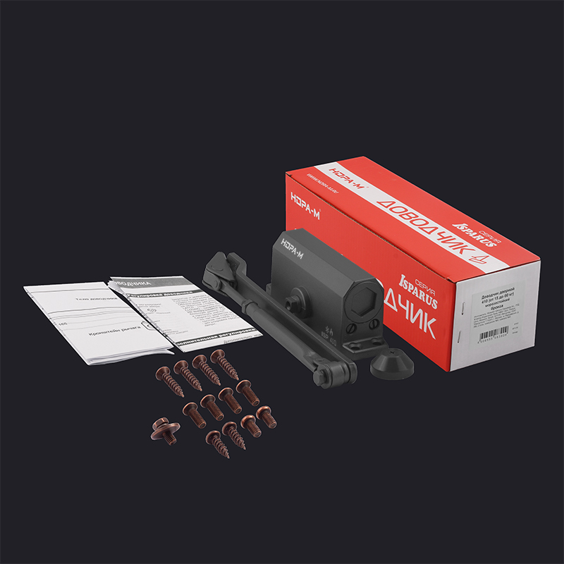 Комплектация и упаковка Доводчик дверной 410 ISPARUS цвет Графит (7016) Нора-М