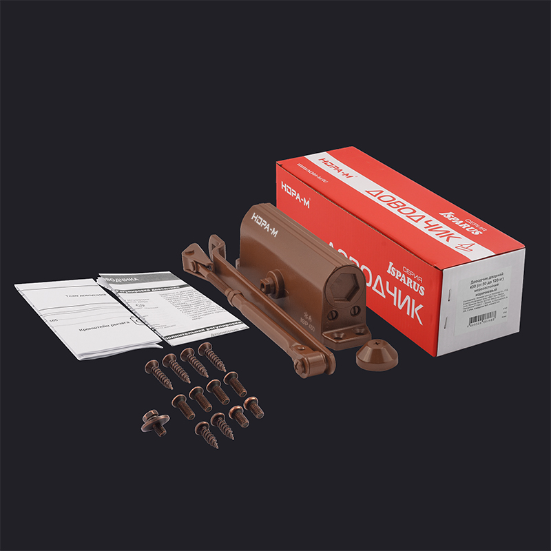 Комплектация и упаковка Доводчик дверной 430 ISPARUS цвет Коричневый Нора-М