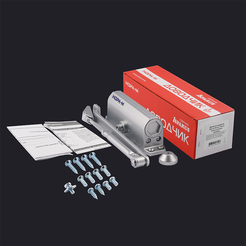 Комплектация и упаковка Доводчик дверной 430 ISPARUS цвет Серебро Нора-М