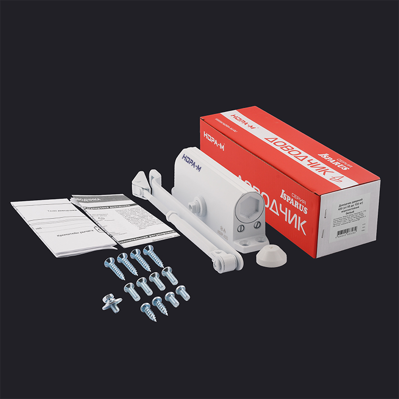 Комплектация и упаковка Доводчик дверной 430 ISPARUS цвет Белый Нора-М