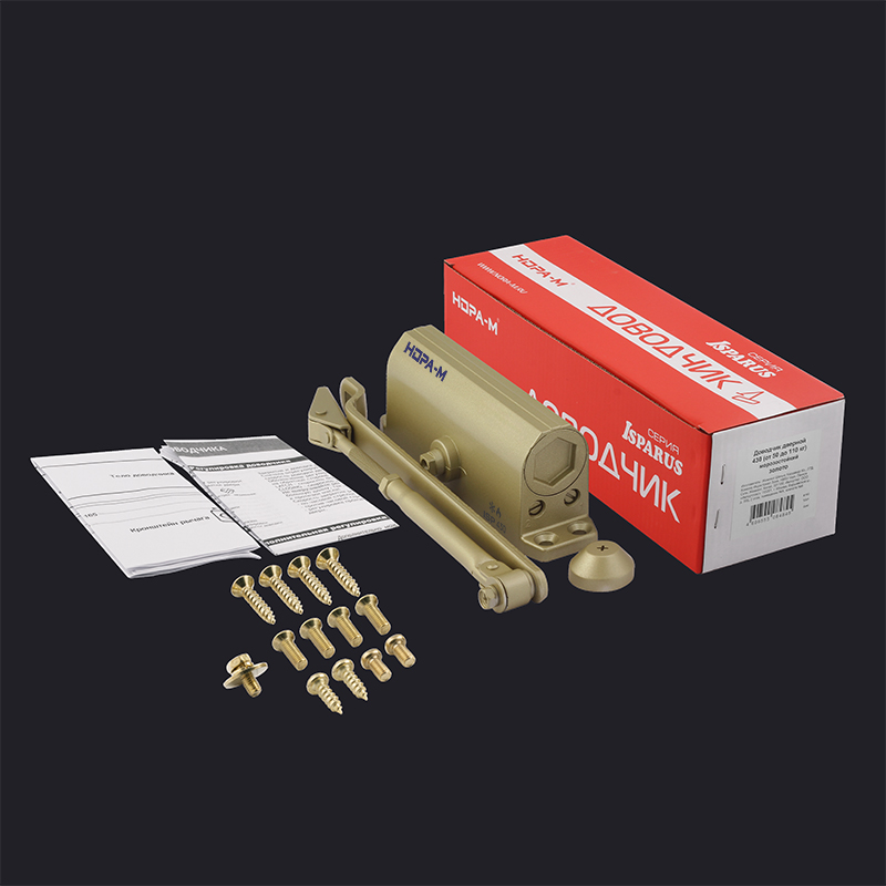 Комплектация и упаковка Доводчик дверной 430 ISPARUS цвет Золото Нора-М